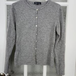 AQUASCUTUM Light Grey 100% Cashmere  Sweater Cardigan